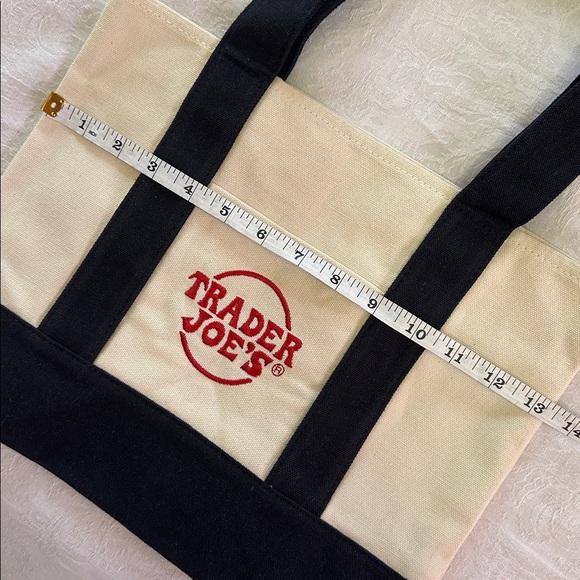 Trader Joe’s Mini Logo Tote Navy Blue Small Grocery Shopping Bag Canvas - Picture 5 of 7